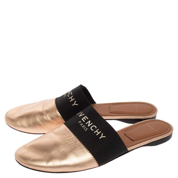 Pre Owned Givenchy  Metallic Gold Leather Mules Sandals Size 39