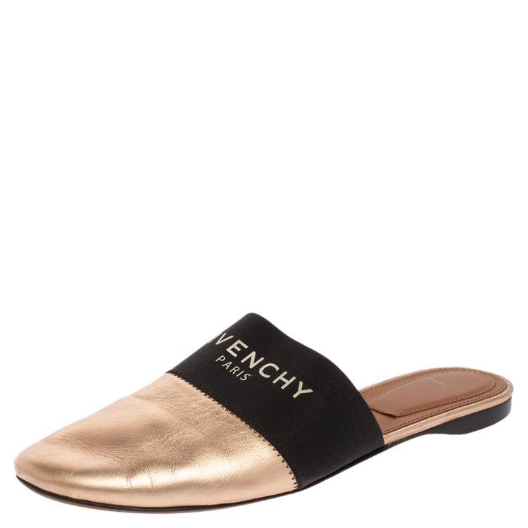 Pre Owned Givenchy  Metallic Gold Leather Mules Sandals Size 39