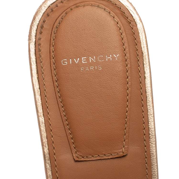 Pre Owned Givenchy  Metallic Gold Leather Mules Sandals Size 39