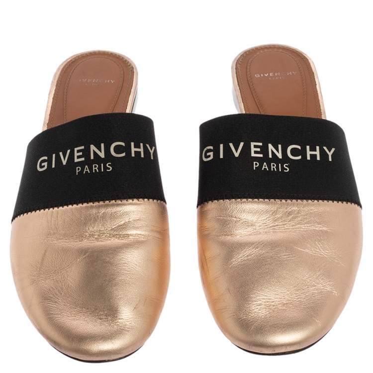 Pre Owned Givenchy  Metallic Gold Leather Mules Sandals Size 39