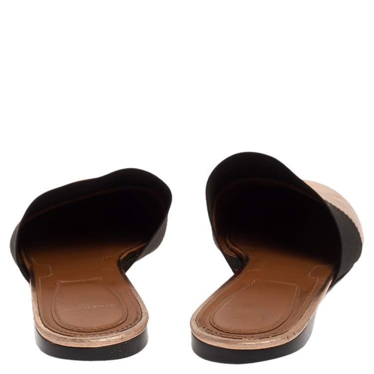 Pre Owned Givenchy  Metallic Gold Leather Mules Sandals Size 39