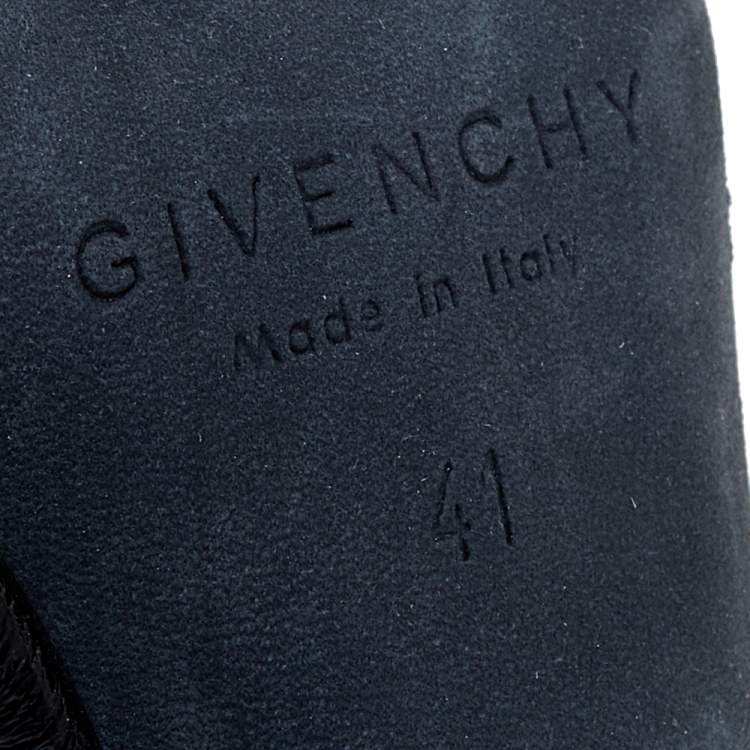 Pre Owned Givenchy Black Eel Leather Shark Tooth Ankle Strap Sandals Size 41