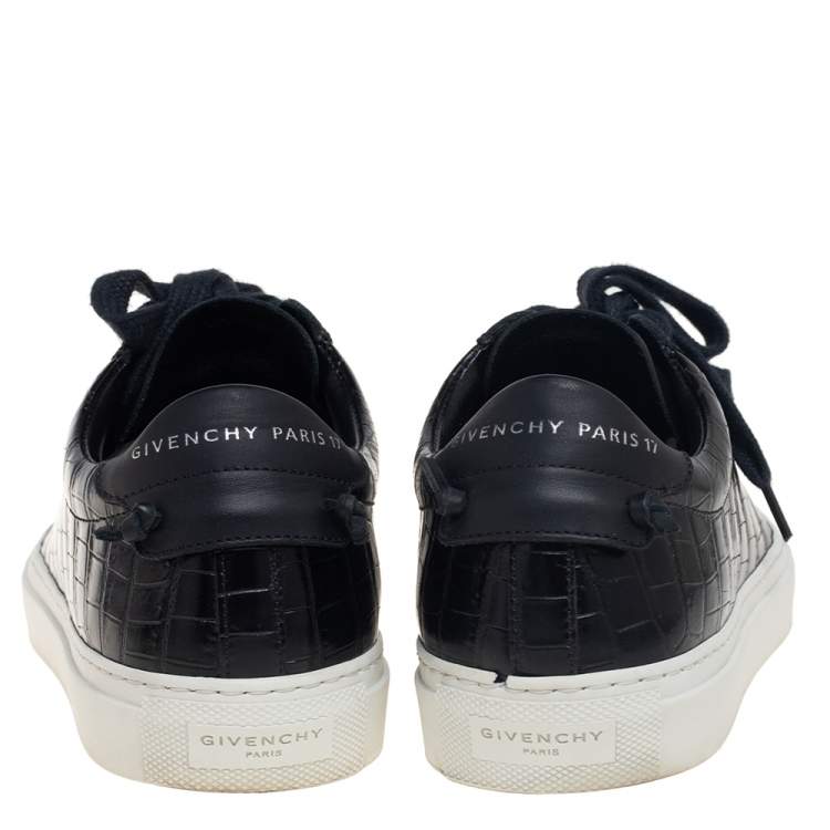 Pre Owned Givenchy Black Croc Embossed Leather Urban Street Sneakers Size 38 
