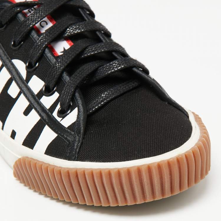 Pre Owned Givenchy Black Canvas Boxing Logo Low-Top Sneakers Size 37