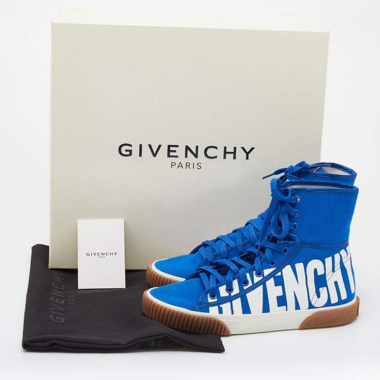 Pre Owned Givenchy Blue Canvas Boxing High Top Sneakers Size 37
