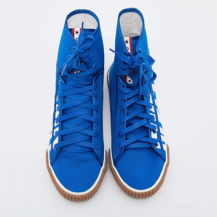 Pre Owned Givenchy Blue Canvas Boxing High Top Sneakers Size 37