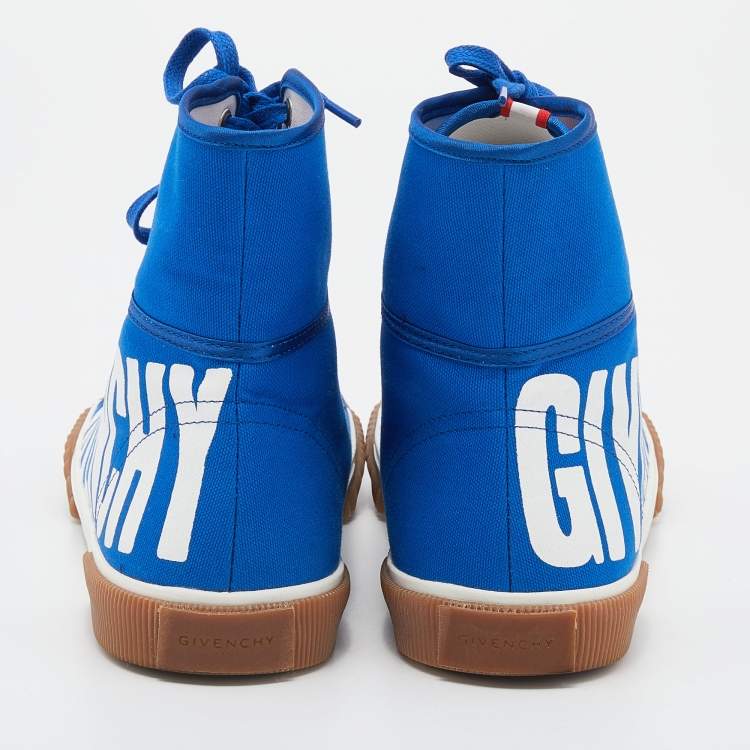Pre Owned Givenchy Blue Canvas Boxing High Top Sneakers Size 37
