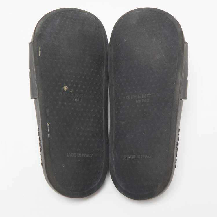 Pre Owned Givenchy Black Rubber Logo Pool Slides Size 37