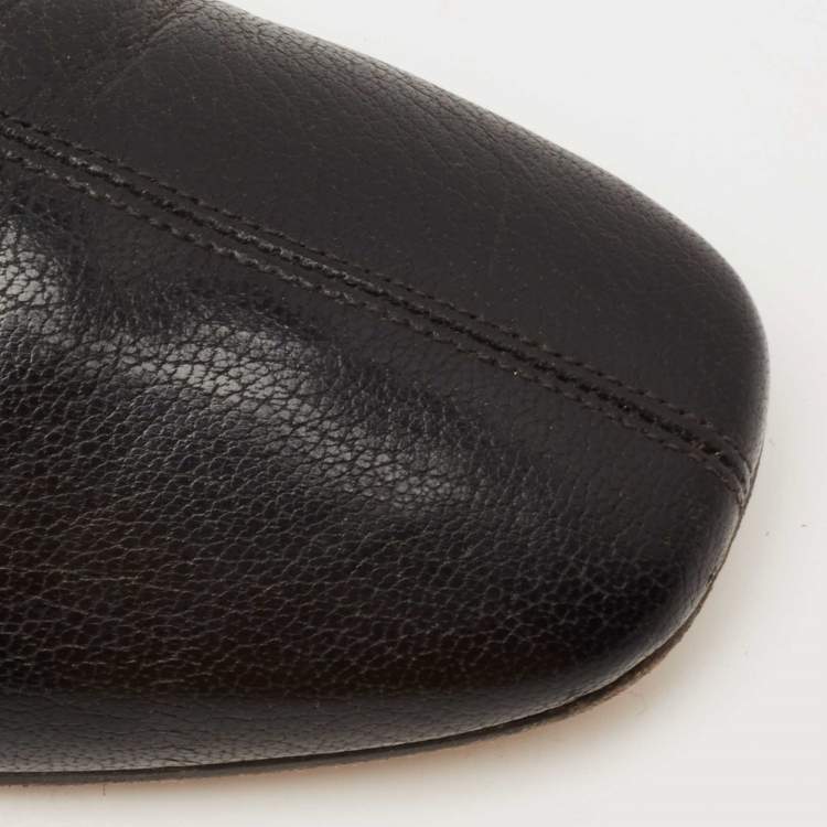 Pre Owned Givenchy Black Leather 4G Logo Buckle Loafers Size 39
