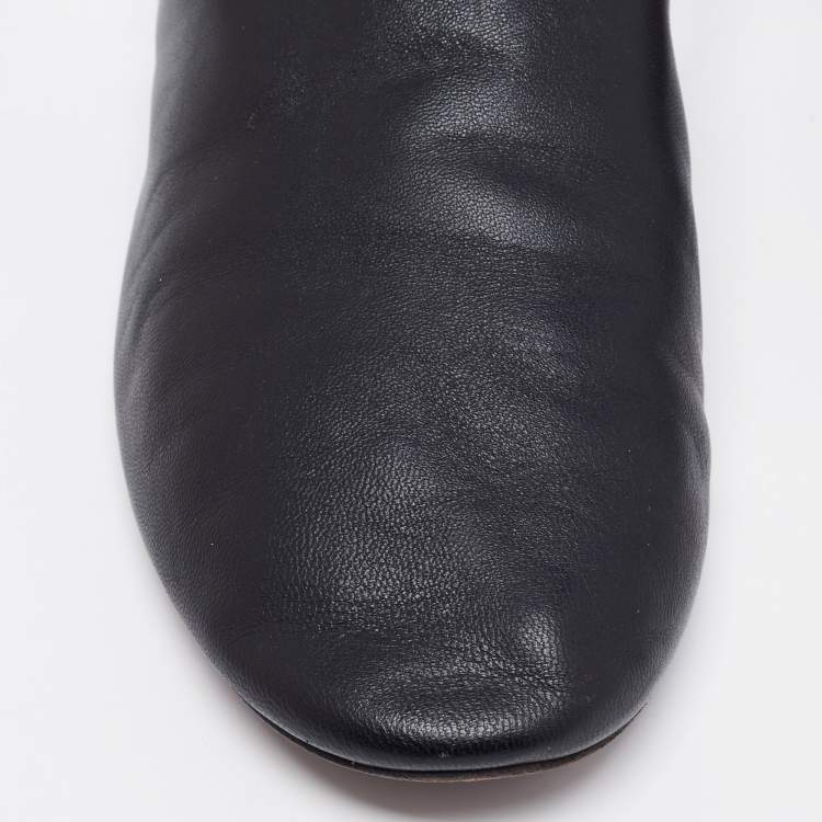 Pre Owned Givenchy Black Leather And Logo Stretch Band Slingback Flat Size 39