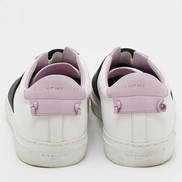 Pre Owned Givenchy White/Black Leather Urban Street Logo Slip On Sneakers Size 40