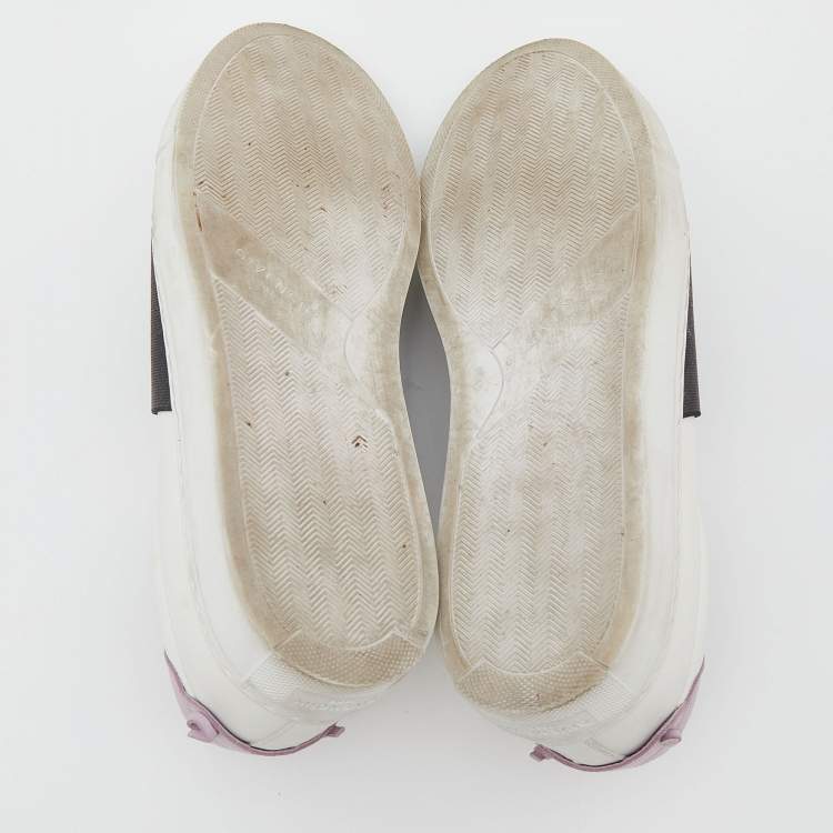 Pre Owned Givenchy White/Black Leather Urban Street Logo Slip On Sneakers Size 40