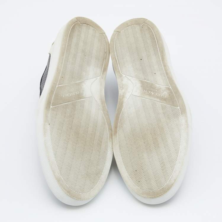 Pre Owned Givenchy Black/White Perforated Patent and Leather Slip On Sneakers Size 39
