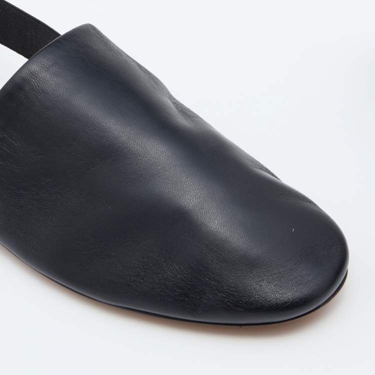 Pre Owned Givenchy Black Leather Rivington Logo Slingback Flat Mules Size 40