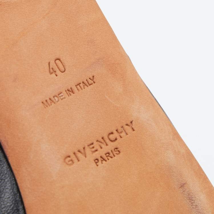 Pre Owned Givenchy Black Leather Rivington Logo Slingback Flat Mules Size 40