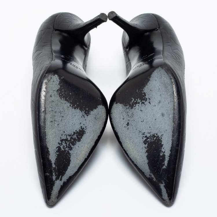 Pre Owned Givenchy Black Embossed Leather Pointed Toe Pumps Size 38