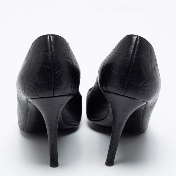 Pre Owned Givenchy Black Embossed Leather Pointed Toe Pumps Size 38