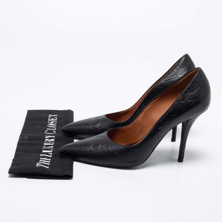 Pre Owned Givenchy Black Embossed Leather Pointed Toe Pumps Size 38