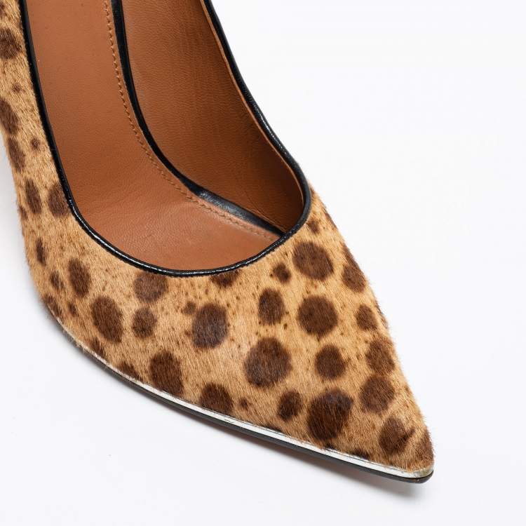 Pre Owned Givenchy Beige/Brown Leopard Print Calf Hair Pumps Size 40