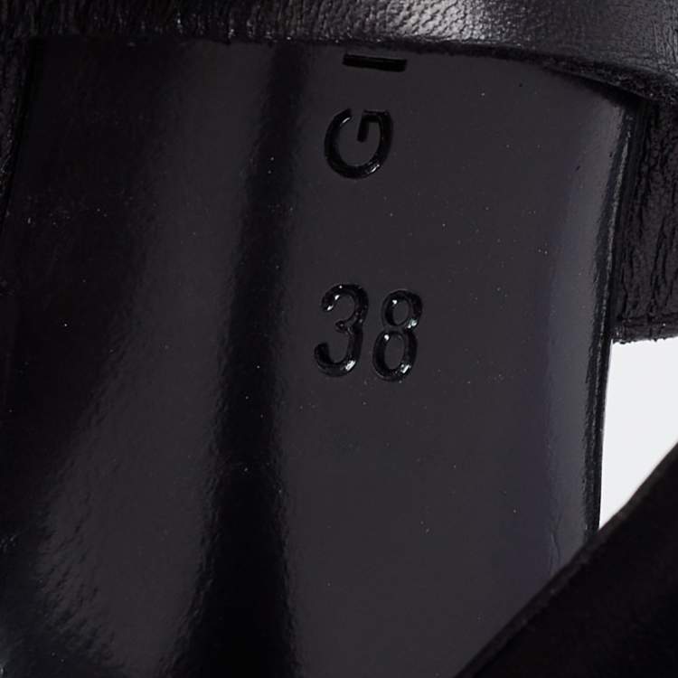Pre Owned Givenchy Black Leather Fringe Detail  Open Toe Lace Up Ankle Booties Size 38