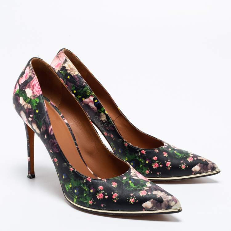 Pre Owned Givenchy Multicolor Floral Print Leather Pumps Size 41