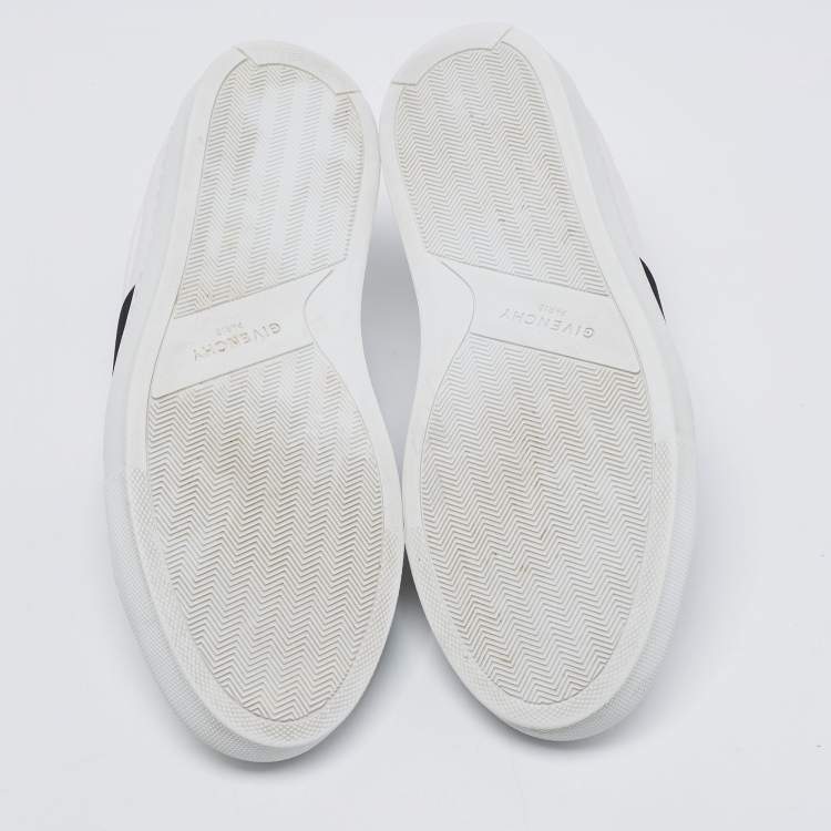 Pre Owned Givenchy White/Black Leather And Logo Stretch Band Urban Street Slip On Sneakers Size 38