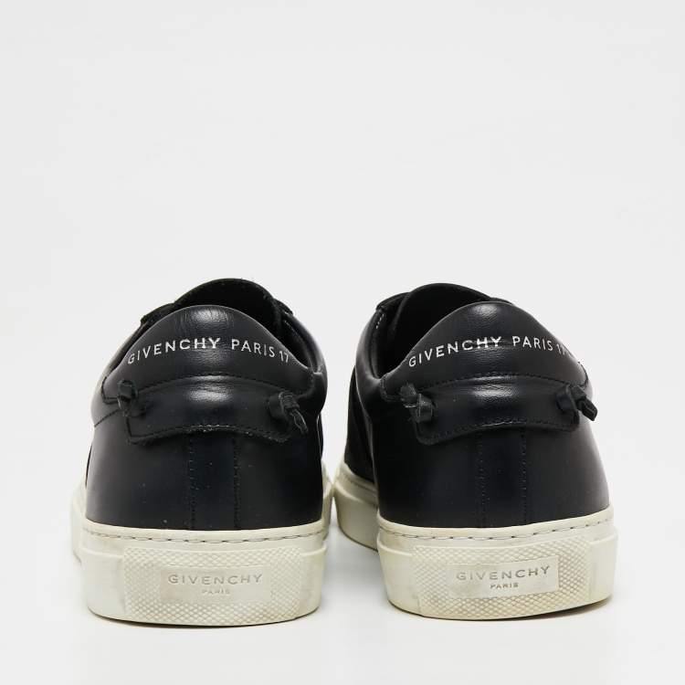 Pre Owned Givenchy Black Leather Crystal Embellished Slip On Sneakers Size 39