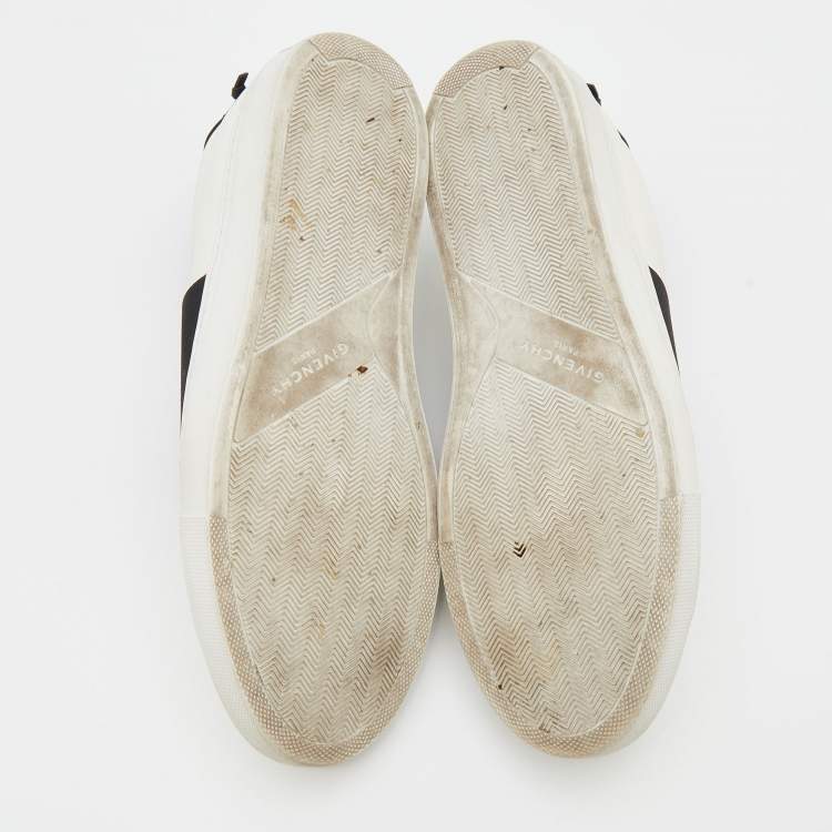 Pre Owned Givenchy White/Black Leather And Logo Stretch Band Urban Street Slip On Sneakers Size 38