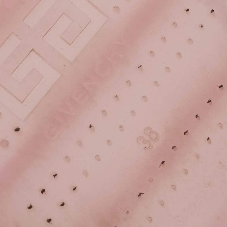 Pre Owned Givenchy Light Pink Rubber Logo Clear Flat Slides Size 38