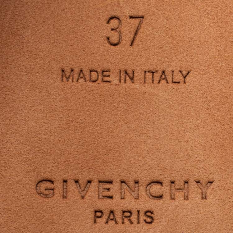 Pre Owned Givenchy Gold Leather Rivington Logo Slingback Flat Mules Size 37