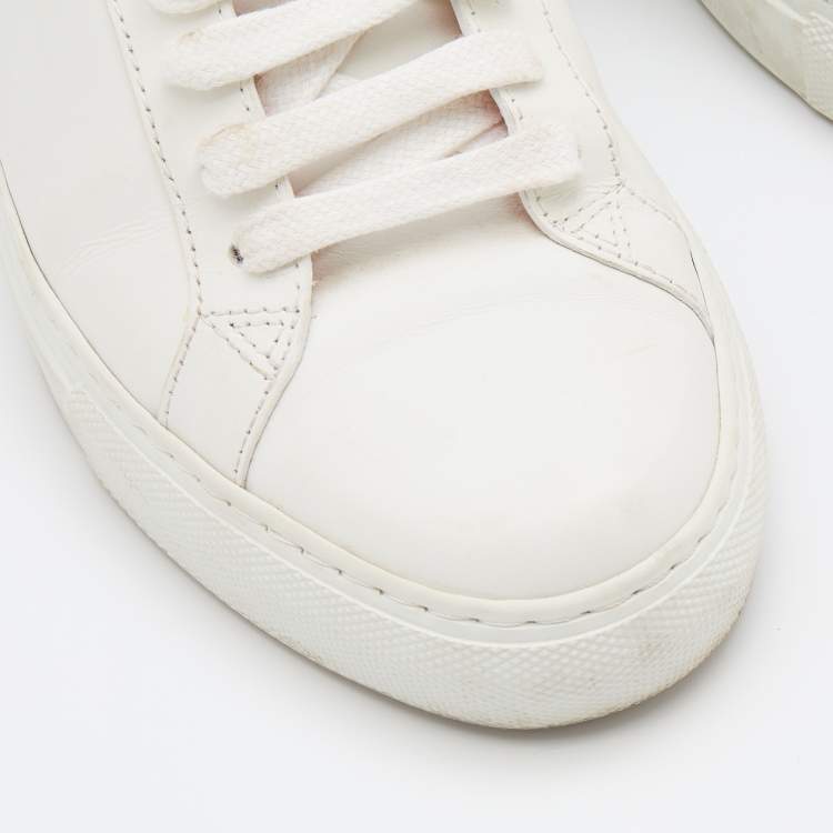 Pre Owned Givenchy White/Pink Leather Reverse Logo Urban Street Sneakers Size 36.5