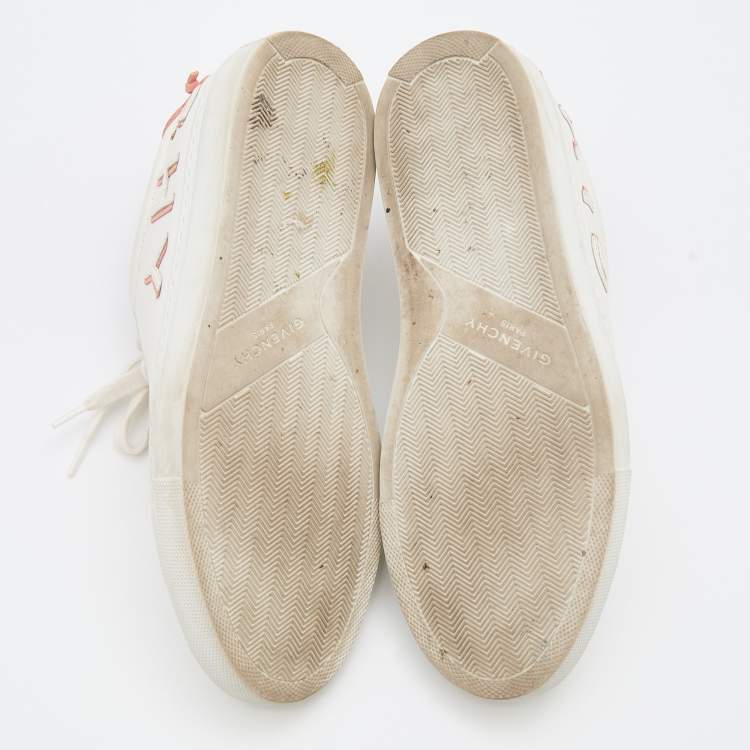 Pre Owned Givenchy White/Pink Leather Reverse Logo Urban Street Sneakers Size 36.5