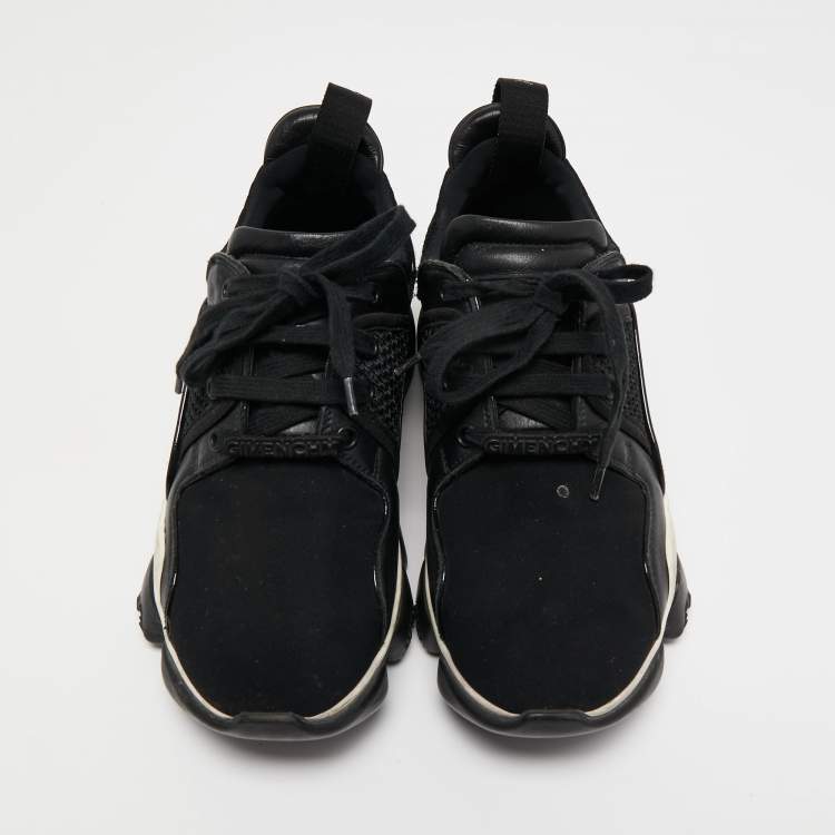 Pre Owned Givenchy Black Leather And Nylon Lace Up Sneakers Size 39