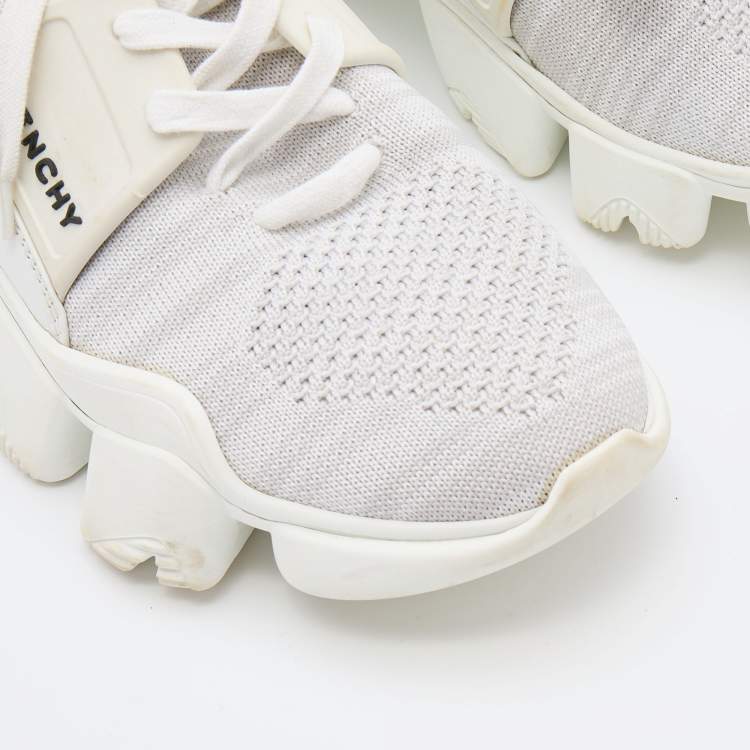 Pre Owned Givenchy White/Black Knit Fabric Jaw Low Top Sneakers Size 38