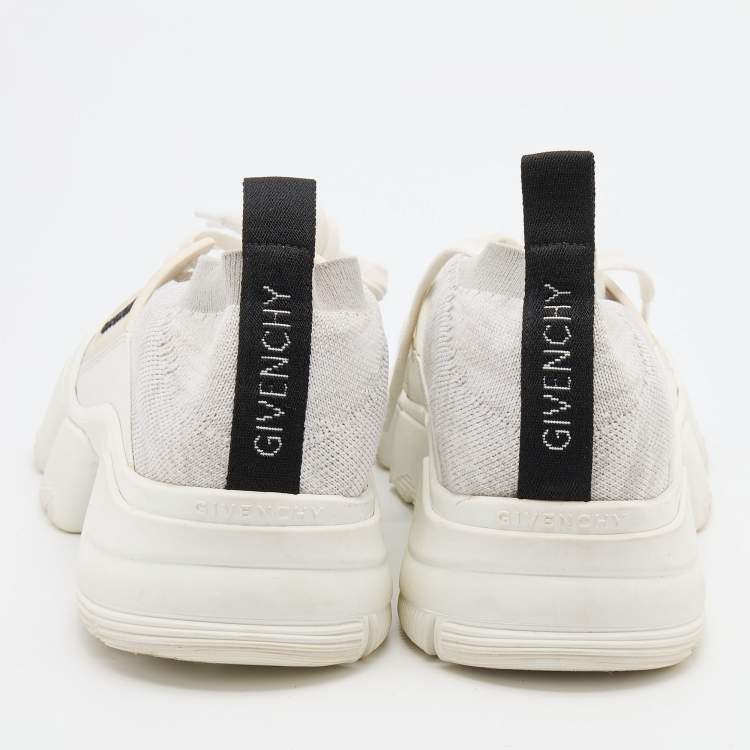 Pre Owned Givenchy White/Black Knit Fabric Jaw Low Top Sneakers Size 38
