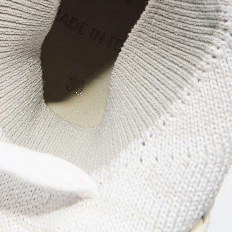 Pre Owned Givenchy White/Black Knit Fabric Jaw Low Top Sneakers Size 38