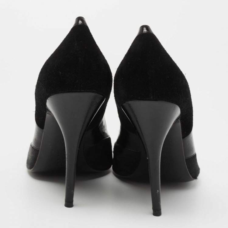 Pre Owned Givenchy Black Suede and Calf Hair Pointed Toe Pumps Size 39