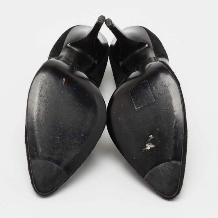 Pre Owned Givenchy Black Suede and Calf Hair Pointed Toe Pumps Size 39
