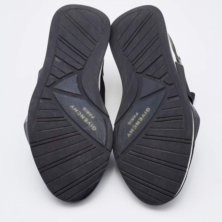 Pre Owned Givenchy Black Neoprene and Suede Runner Elastic Sneakers Size 38