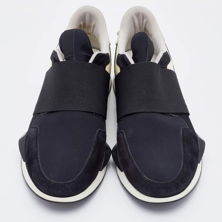 Pre Owned Givenchy Black Neoprene and Suede Runner Elastic Sneakers Size 38