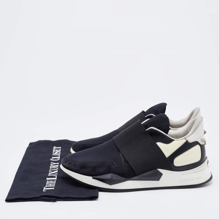 Pre Owned Givenchy Black Neoprene and Suede Runner Elastic Sneakers Size 38