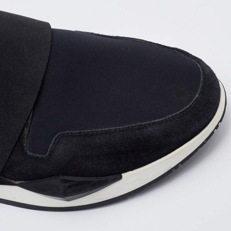 Pre Owned Givenchy Black Neoprene and Suede Runner Elastic Sneakers Size 38