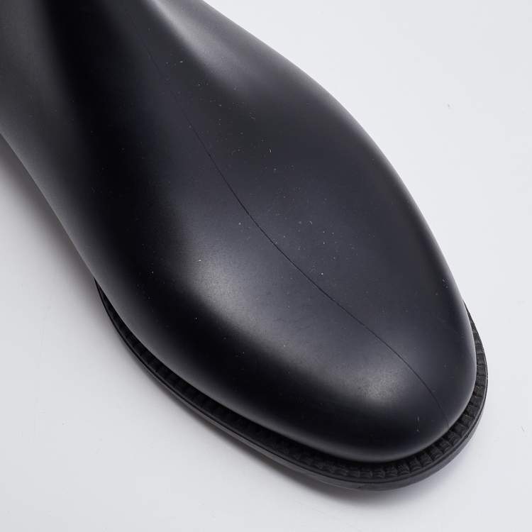 Pre Owned Givenchy Black Knit Fabric and Rubber Storm Over The Knee Boots Size 39