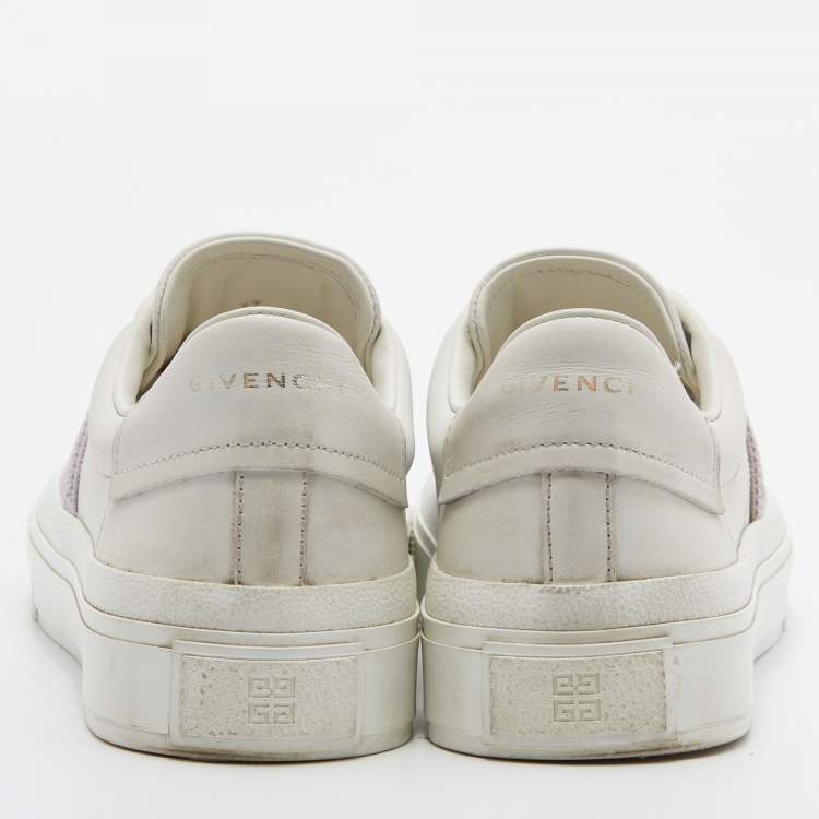 Pre Owned Givenchy White/Purple Leather City Sport Slip On Sneakers Size 37
