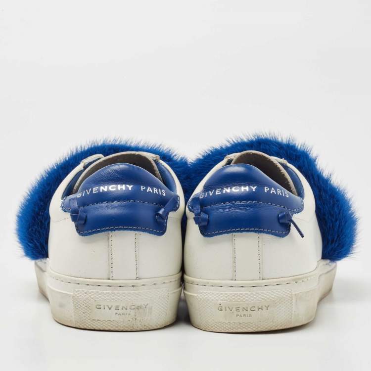 Pre Owned Givenchy White Leather and Mink Fur Low Top  Sneakers Size 36.5