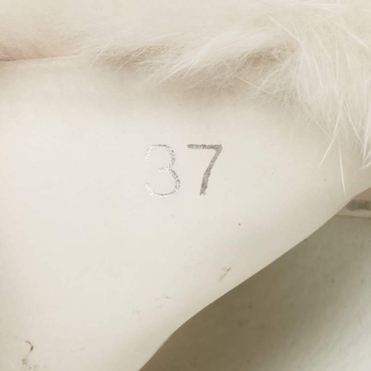 Pre Owned Givenchy White Mink Fur Pool Slides Size 37