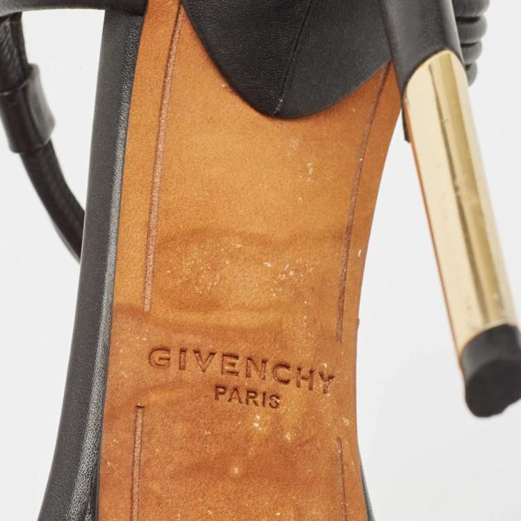 Pre Owned Givenchy Black Leather Ankle Strap Sandals Size 37