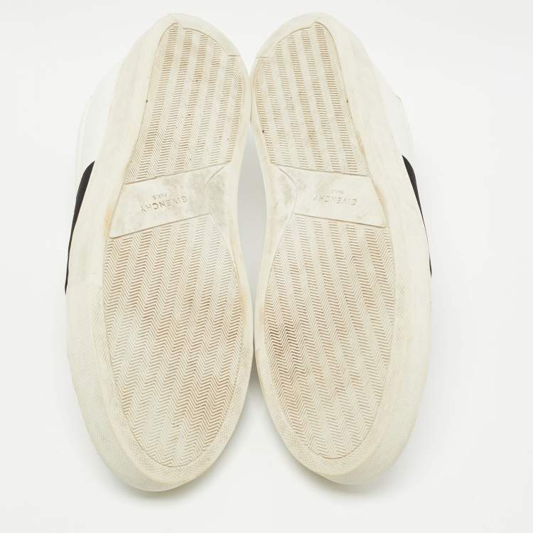 Pre Owned Givenchy White/Black Leather Urban Street Logo Slip On Sneakers Size 44