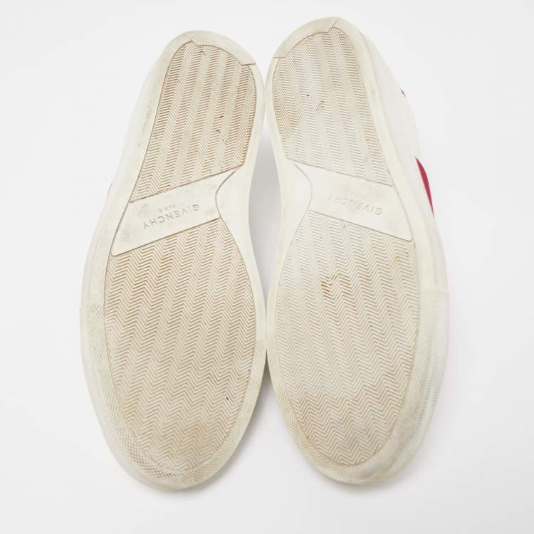 Pre Owned Givenchy White/Red Leather Urban Street Logo Slip On Sneakers Size 40