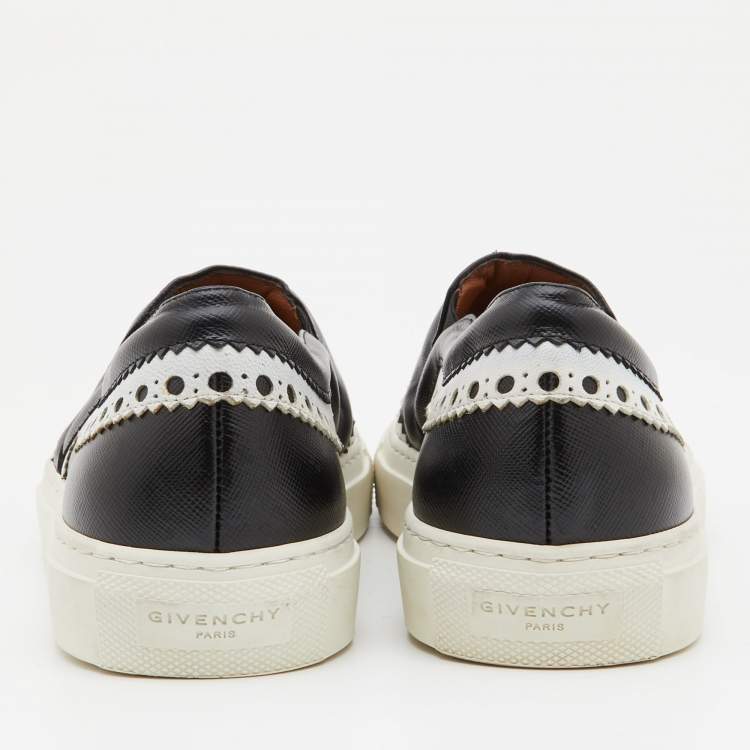 Pre Owned Givenchy Black/White Leather Slip On Sneakers Size 36